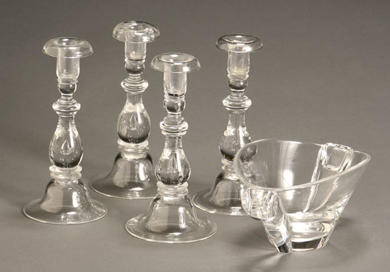 Appraisal: Group of Five Steuben Clear Glass Table Articles Consisting of