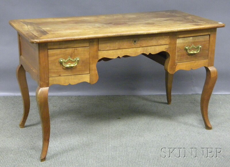 Appraisal: Louis XV Provincial-style Cherry Flat-top Desk ht lg wd in