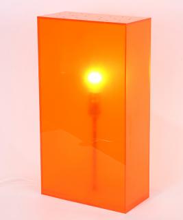 Appraisal: Modern plexiglass table lamp executed in orange having a rectangular