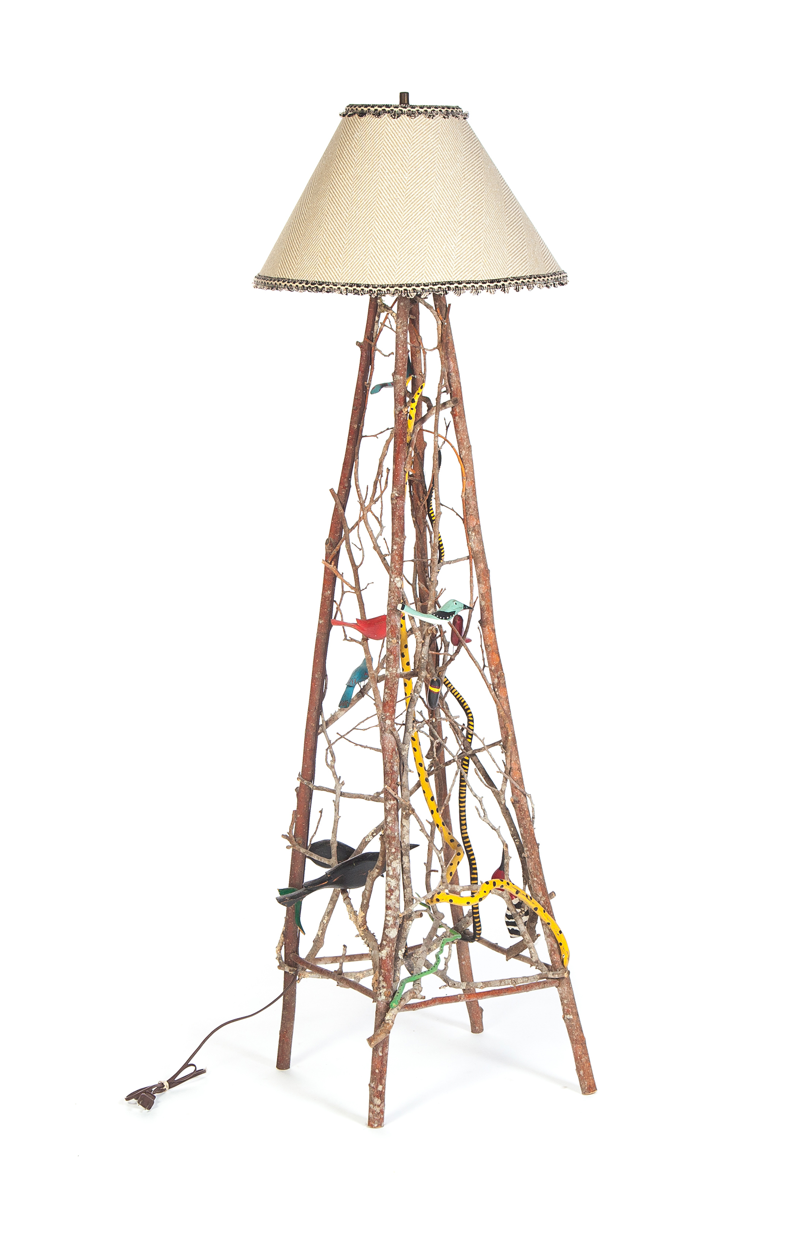 Appraisal: FOLK ART BIRD TREE LAMP Probably by Daniel Strawser Pennsylvania