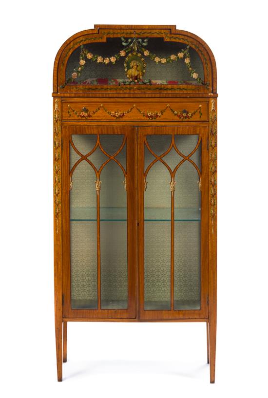 Appraisal: Sale Lot An Edwardian Painted Satinwood Vitrine Cabinet circa having