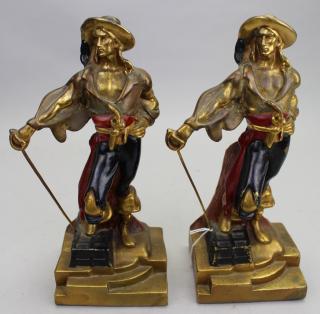 Appraisal: Armor Bronze Pirate Bookends Armor Bronze Pirate Bookends Height in