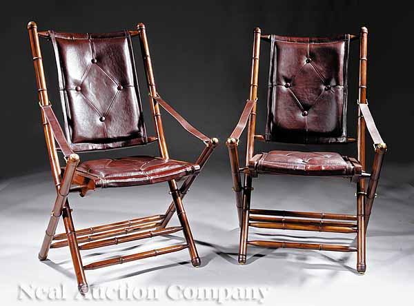 Appraisal: A Pair of Antique Folding Deck Chairs in the style