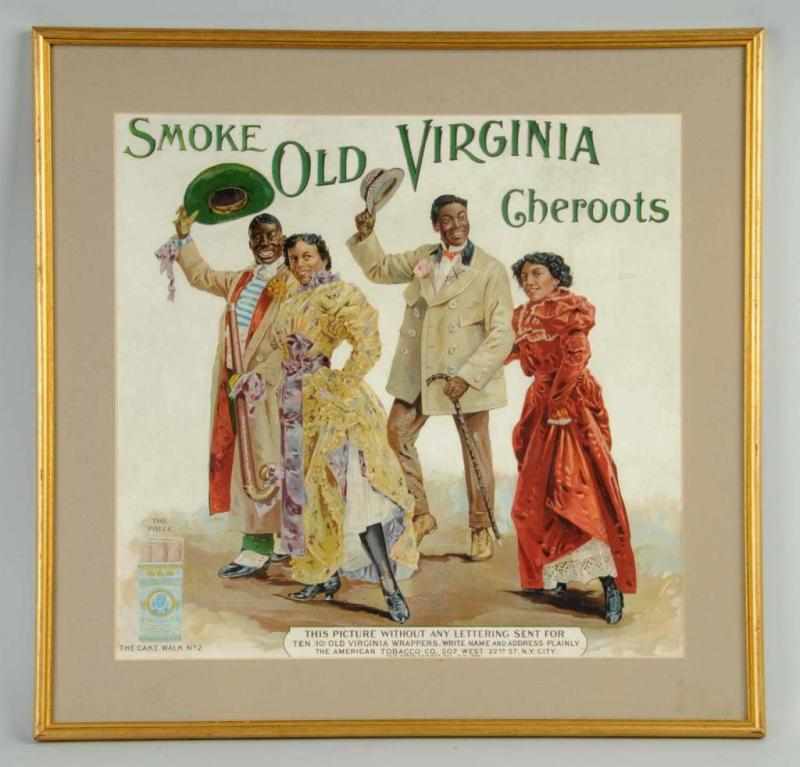 Appraisal: Framed Smoke Old Virginia Cheroots Tobacco Sign Description Dated Cardboard