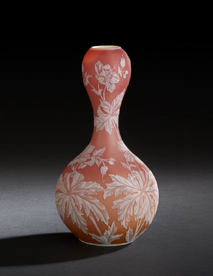 Appraisal: Fine English Cameo-Cut Glass Double-Gourd Vase fourth quarter th century