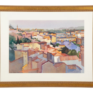 Appraisal: Stephen Quiller American b Ponte Vecchio Florence watercolor signed lower