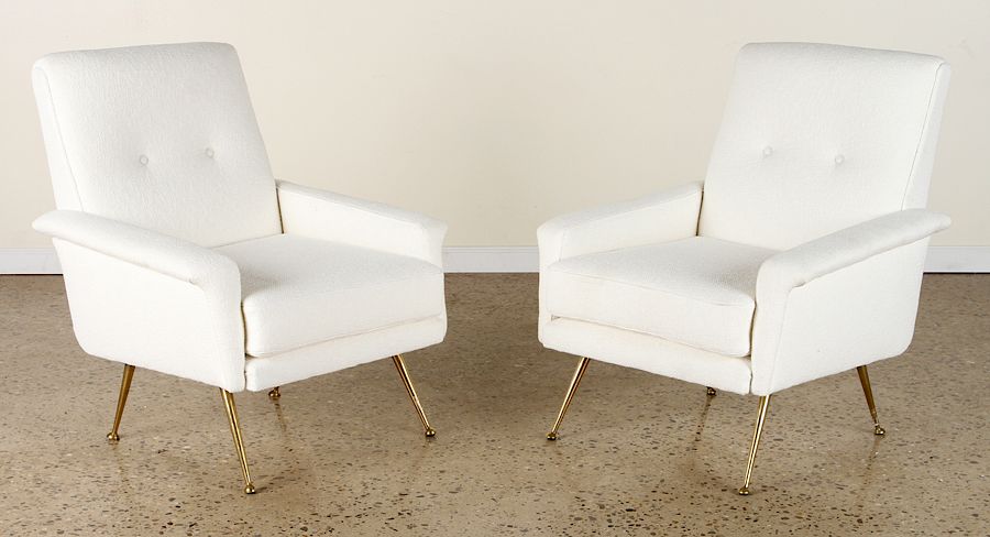 Appraisal: PAIR WHITE ITALIAN MID CENTURY MODERN ARM CHAIRS A pair