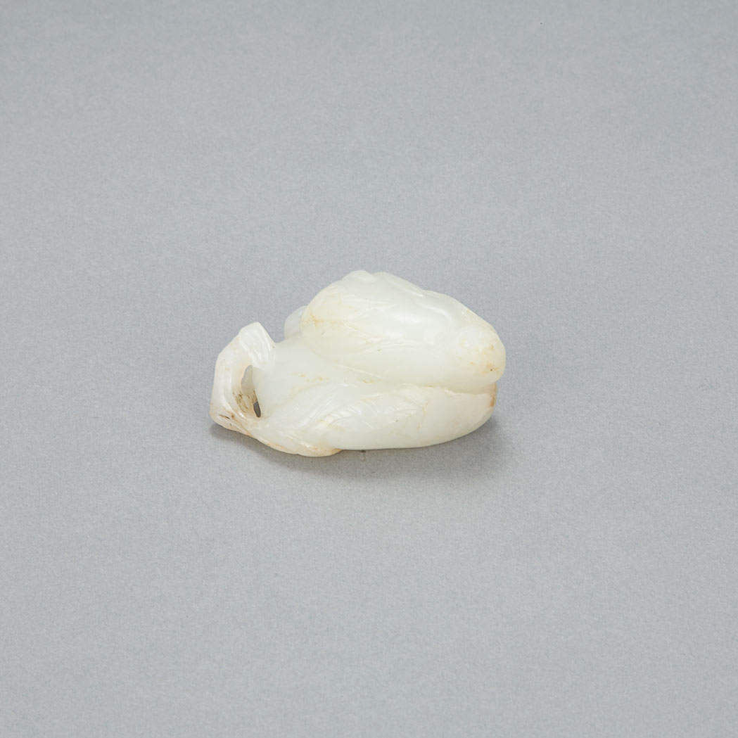 Appraisal: Chinese White Jade Toggle th Century Carved as fruiting peaches