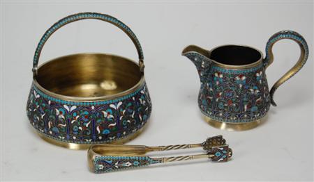 Appraisal: An early th century Russian enamel and silver-gilt sugar cream