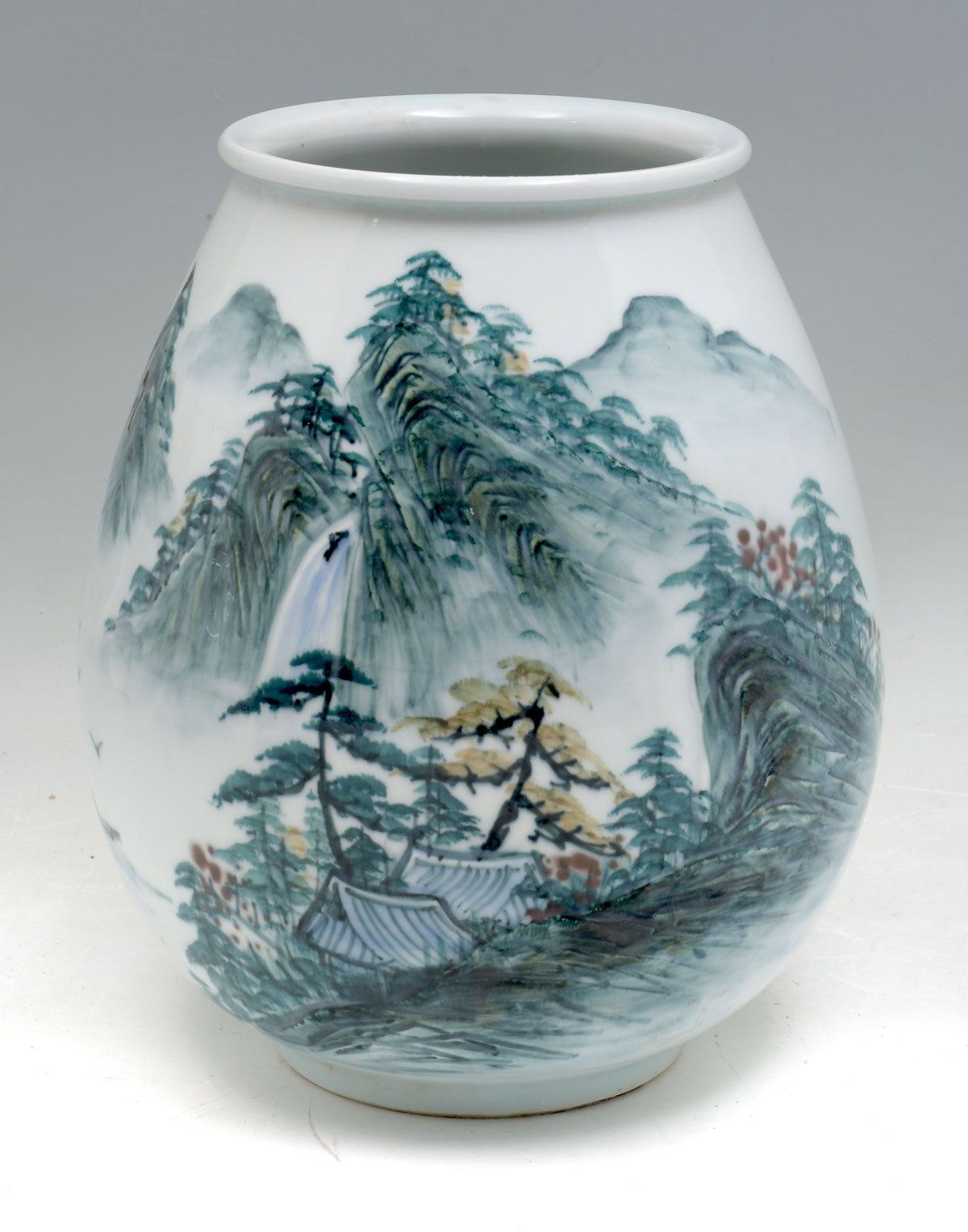 Appraisal: JAPANESE SCENIC PORCELAIN VASE Japanese porcelain vase having a mountainous