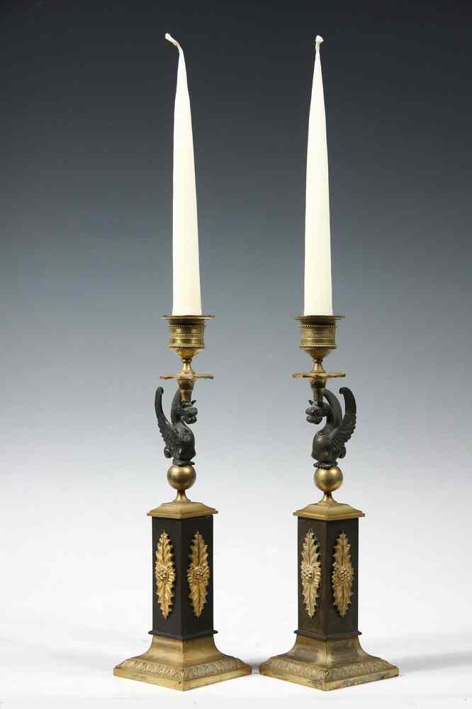 Appraisal: PAIR EMPIRE CANDLESTICKS - Pair of Empire Period Candlesticks in