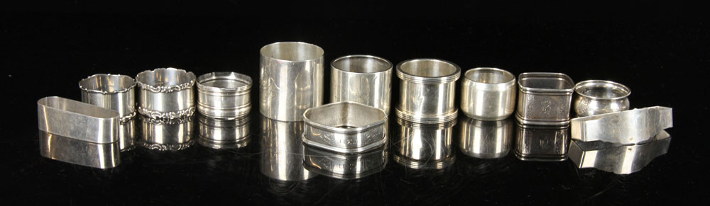 Appraisal: - Sterling Napkin Rings Lot of twelve napkin rings sterling