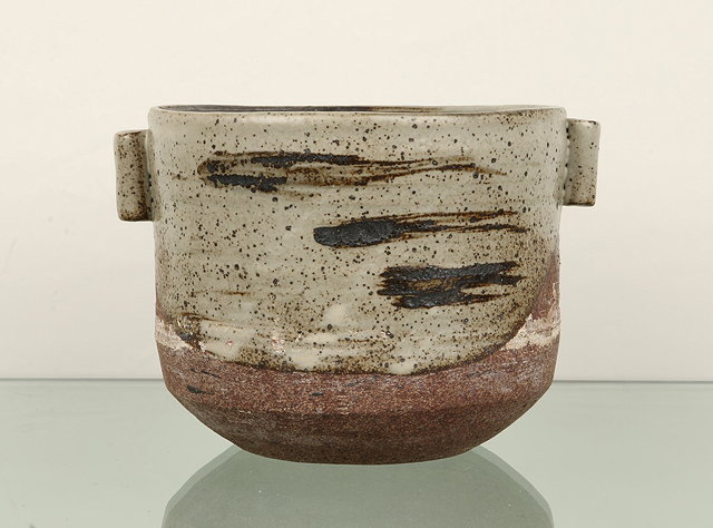 Appraisal: Janet Leach British - at Leach PotteryBowltwo handles grey glaze