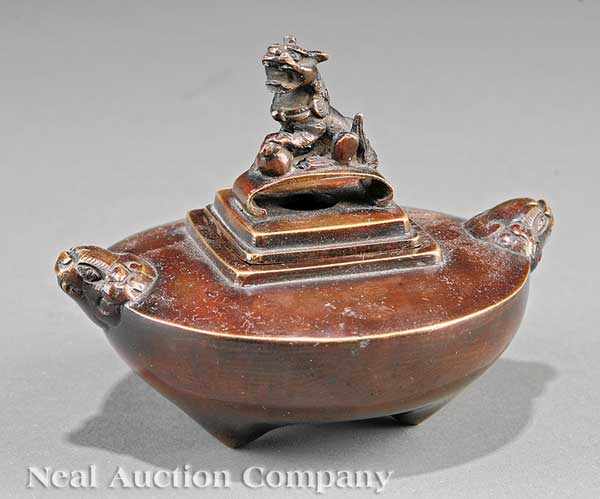 Appraisal: A Japanese Bronze Covered Incense Burner Koro Meiji Period -