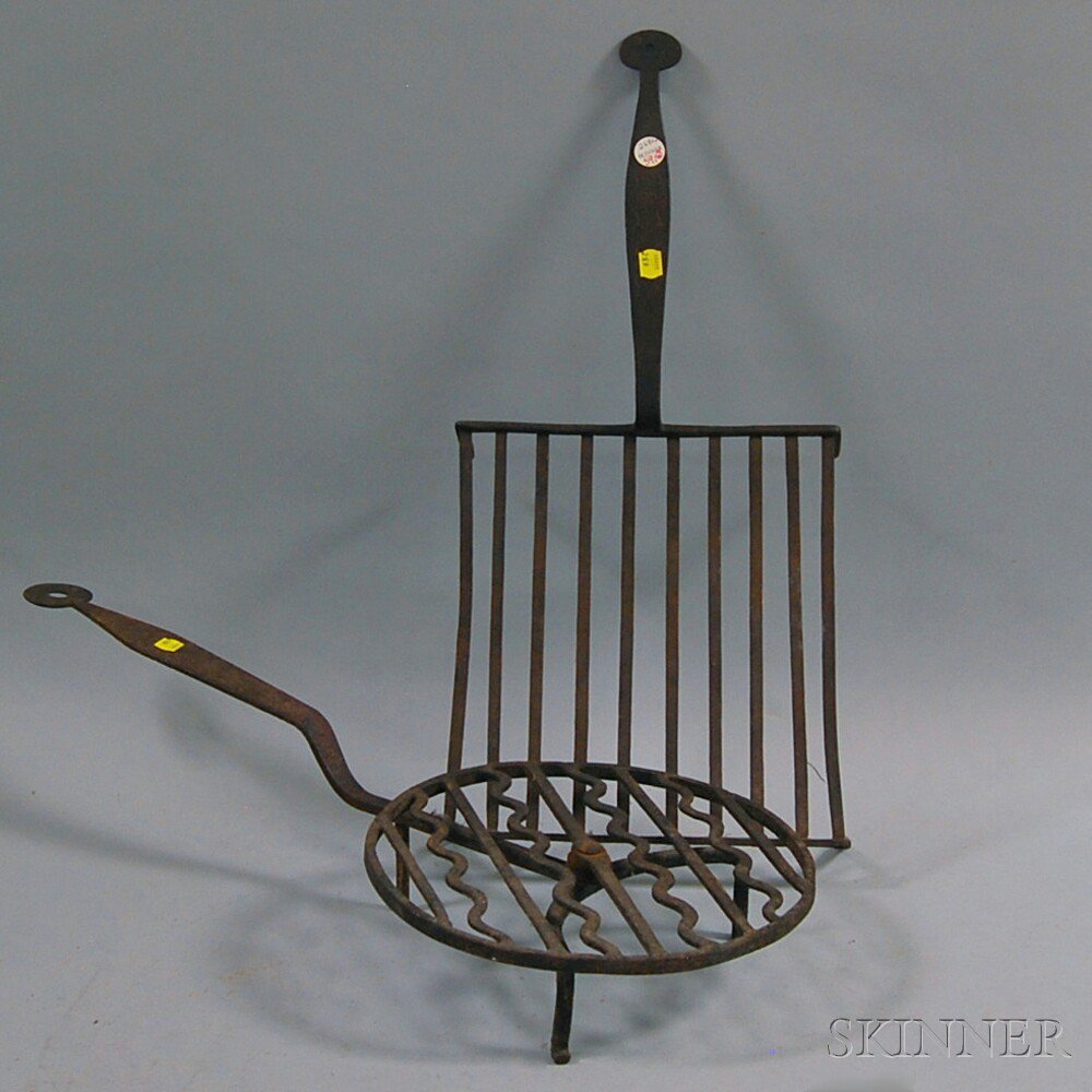 Appraisal: Two Wrought Iron Engraved and Dated Grills and a square