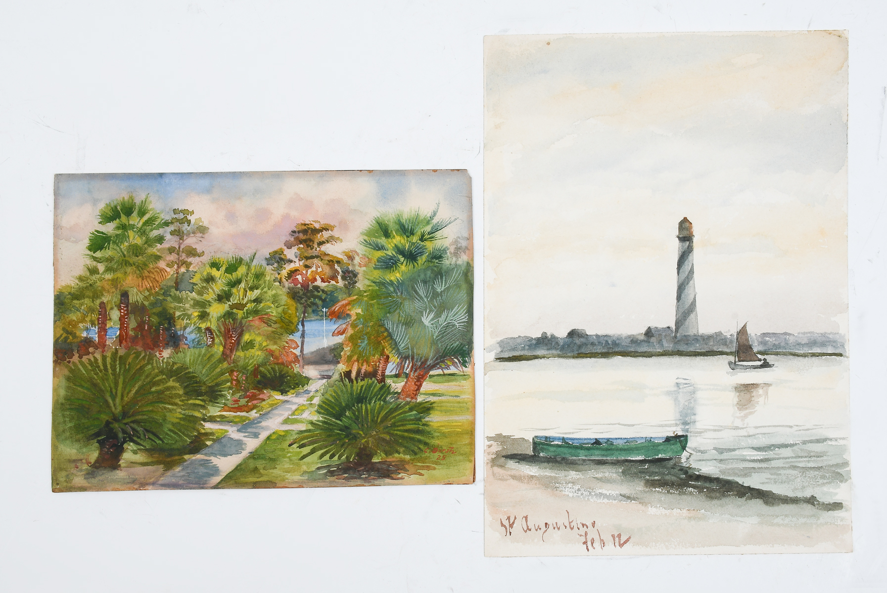 Appraisal: PC FLORIDA ARTIST PAINTING LOT Unsigned Watercolor of St Augustine