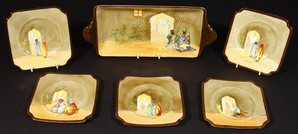 Appraisal: Royal Doulton six piece sandwich set relief moulded and hand