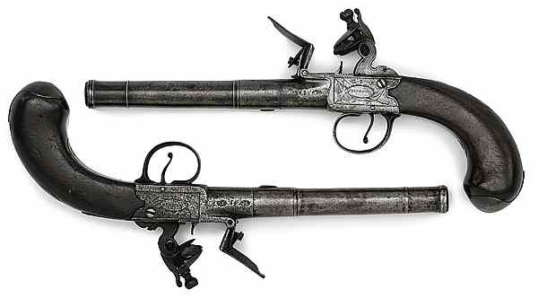 Appraisal: Pair of Queen Anne-Style Round Barrel Pistols by Richards caliber