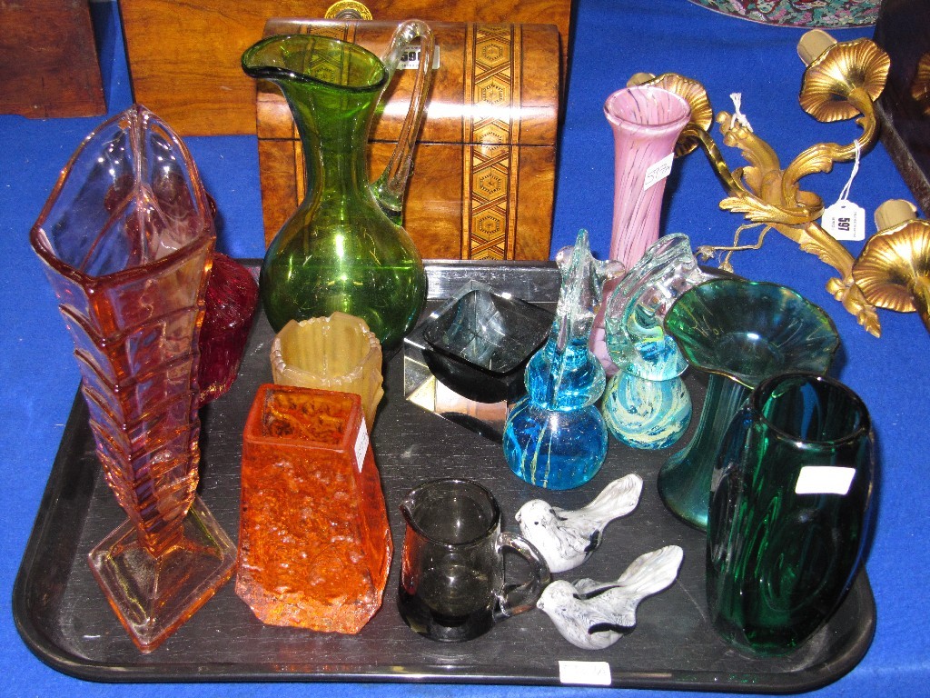 Appraisal: Tray lot of glass including Mdina Murano Whitefriars etc