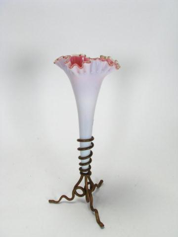 Appraisal: Victorian single-cased glass epergne insert in twisted metal frame inches