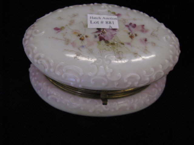 Appraisal: Wavecrest Art Glass Oval Box floral x