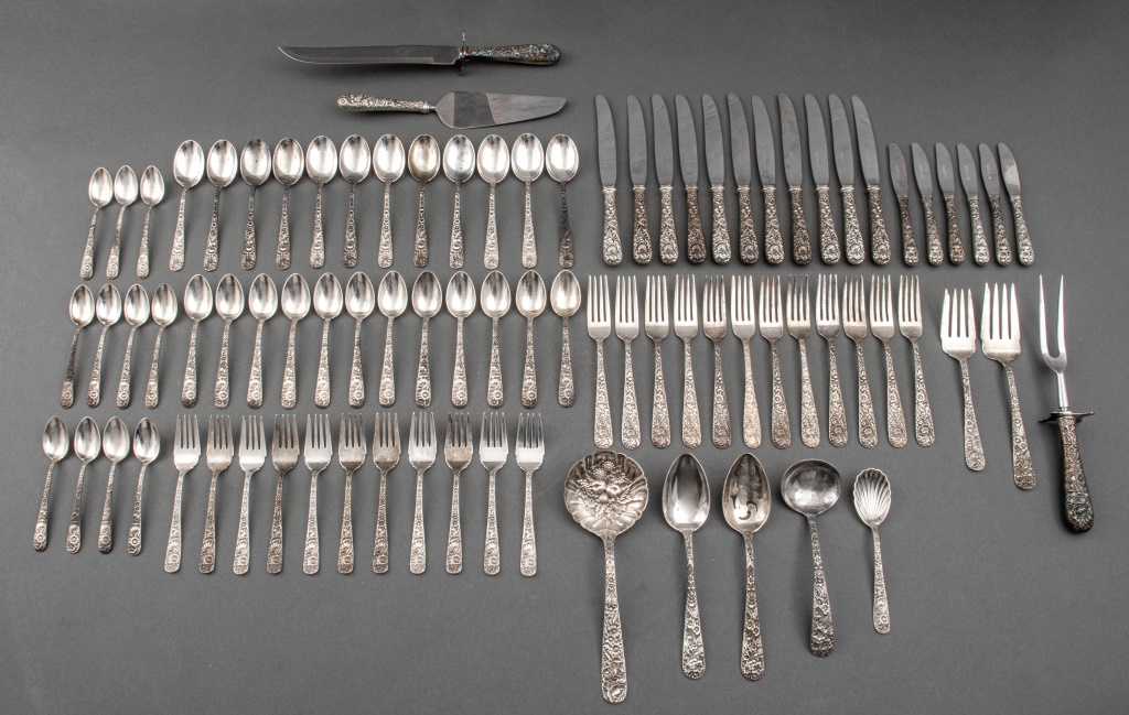 Appraisal: S KIRK SON MIXED FLORAL FLATWARE SERVICE FOR A S