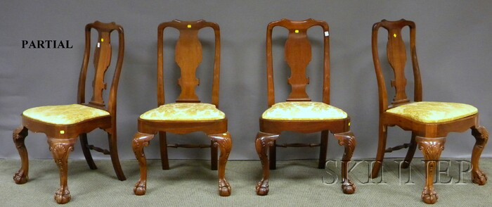 Appraisal: Set of Six Chippendale-style Carved Mahogany Dining Chairs with upholstered