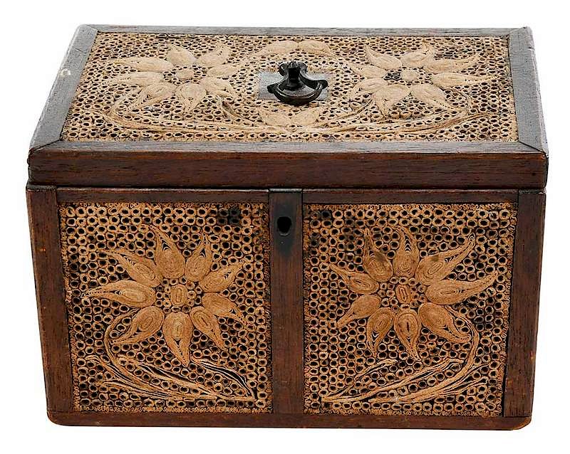 Appraisal: George III Paper Scroll Tea Caddy British late th early