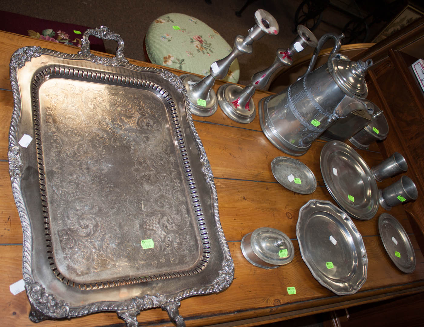 Appraisal: Assortment of silver plate and pewter items