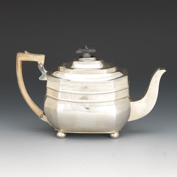 Appraisal: GEORGE III STERLING TEAPOT LONDON x x Sterling teapot of