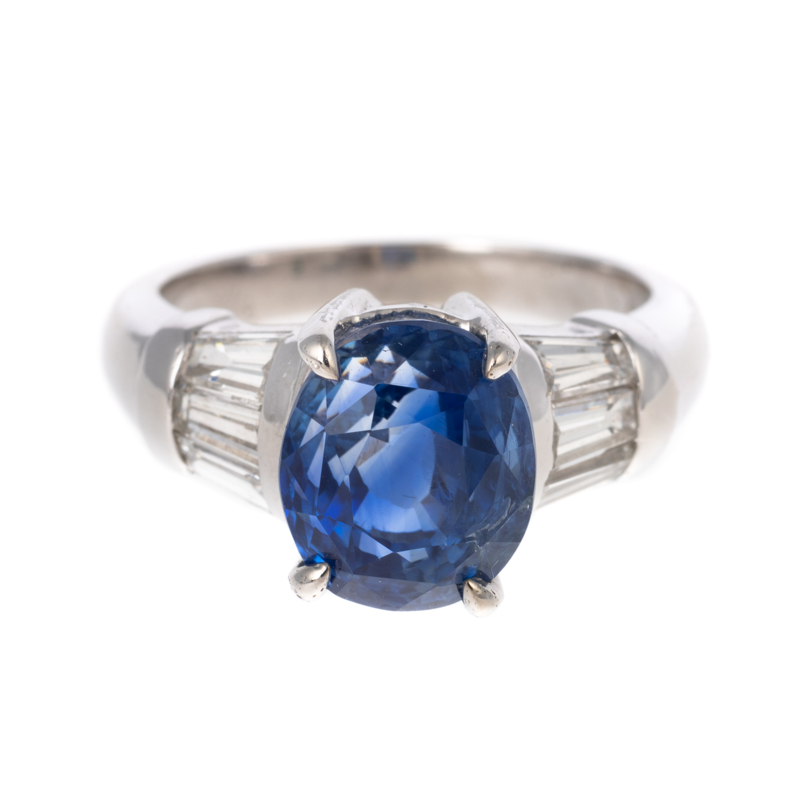 Appraisal: A GIA UNHEATED CEYLON SAPPHIRE DIAMOND RING Platinum ring featuring