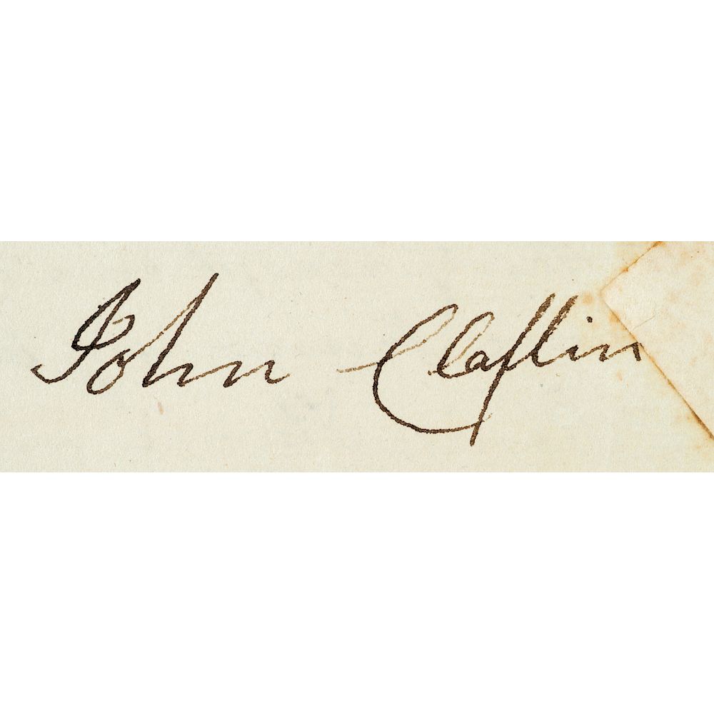 Appraisal: Encased Postage Stamp Rare Merchant John Claflin Fathers Signed Land