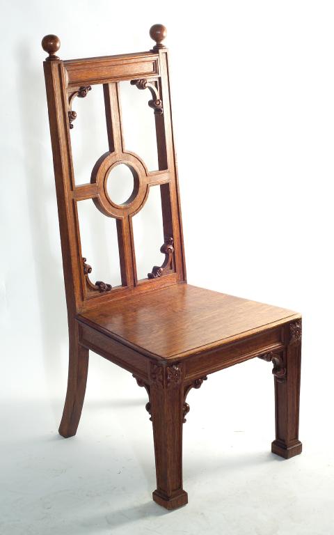 Appraisal: GOTHIC REVIVAL OAK HIGH-BACK CHAIR LATE th CENTURY possibly ecclesiastical