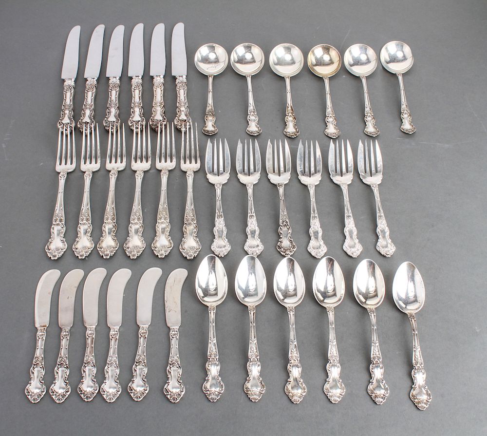 Appraisal: Watson Co Silver Meadow Rose Flatware Svc pieces service for