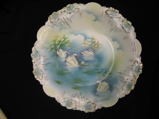 Appraisal: R S Prussia Porcelain Swans on Lake Bowl master berry