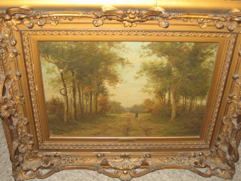 Appraisal: L V RUST CONTINENTAL Shepherdess and flock on a wooded