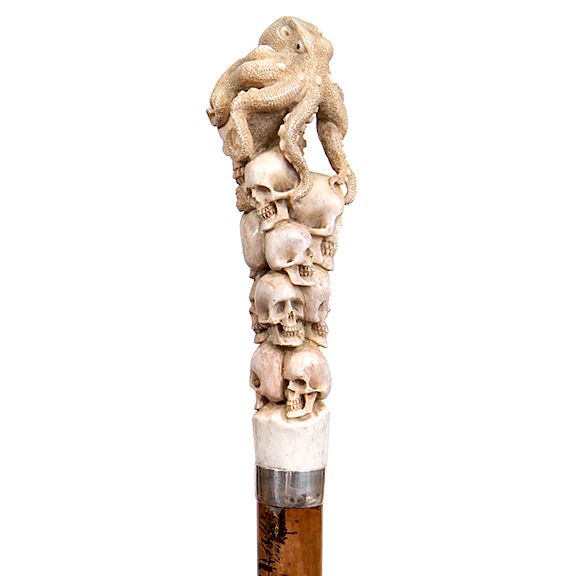 Appraisal: Stag Skull and Octopus Cane- Exclusive on Bidsquare Stag Skull