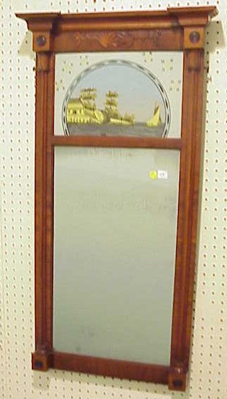 Appraisal: th C wall mirror eglomise panel with sailing ship and