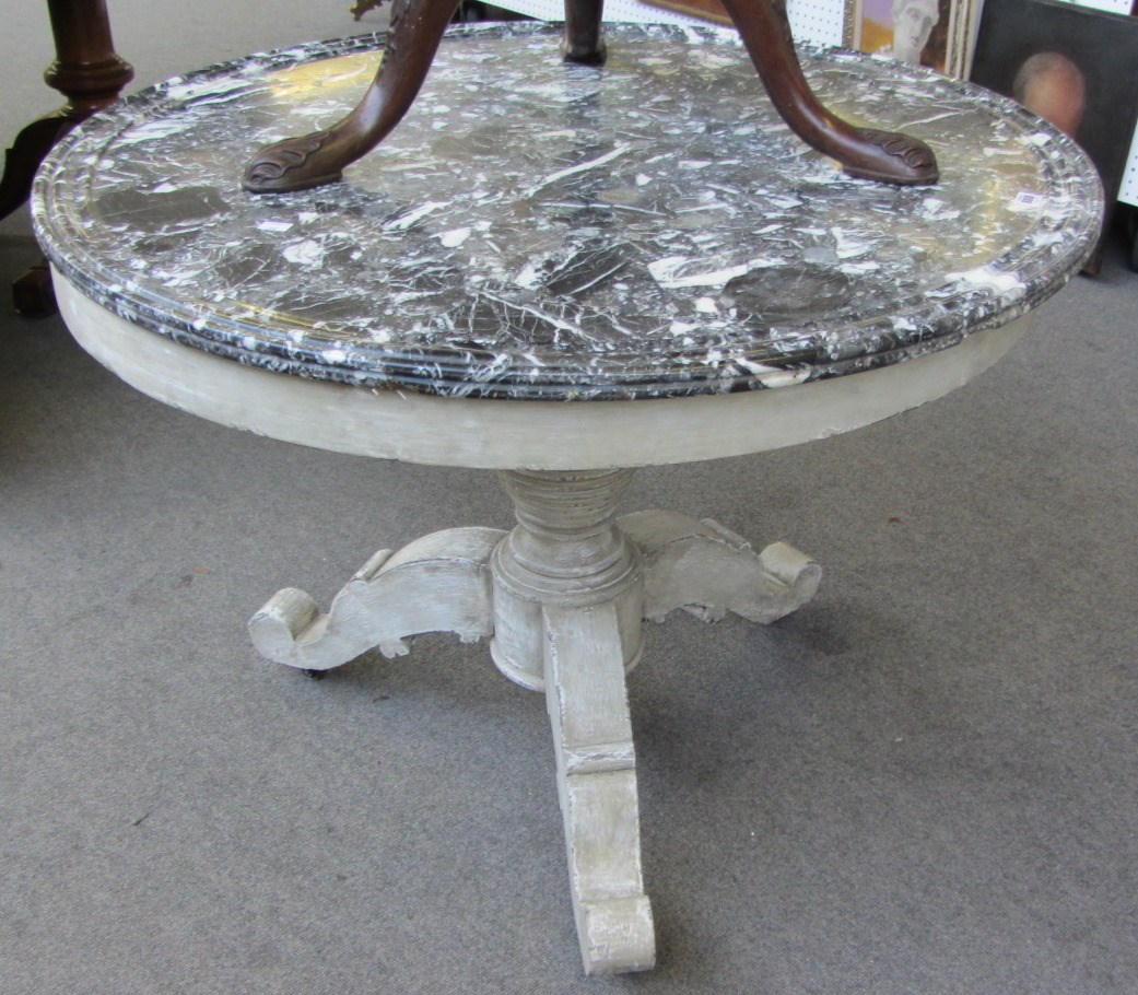 Appraisal: A th century French centre table the circular marble top