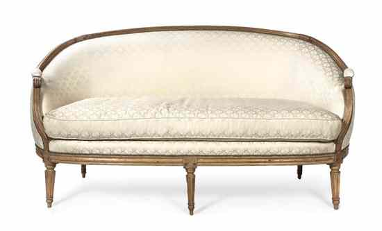 Appraisal: A Louis XVI Style Upholstered Canape the upholstered back and