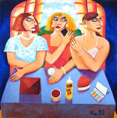 Appraisal: Graham Knuttel Irish b Three witches Signed Oil on canvas