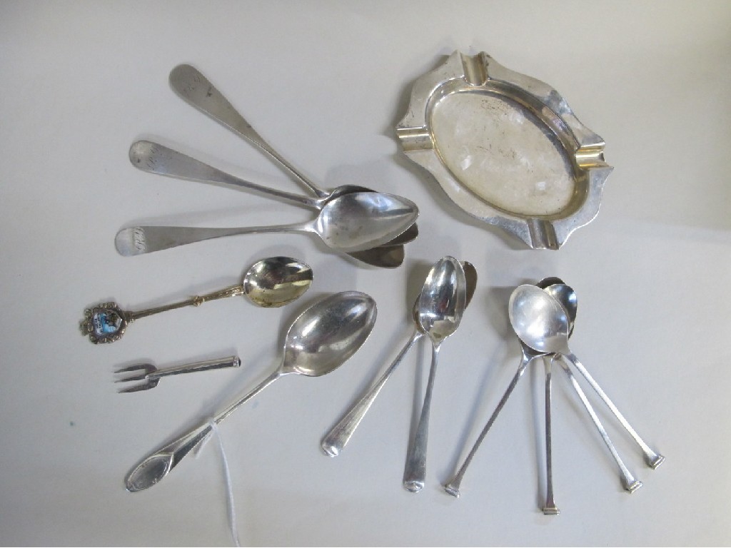 Appraisal: Lot comprising assorted silver spoons and a silver ashtray