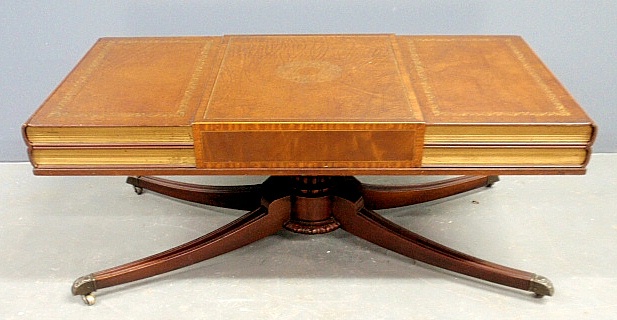 Appraisal: - Duncan Phyfe style mahogany coffee table with faux book