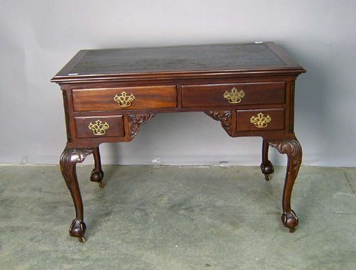 Appraisal: Chippendale style mahogany partner's desk h w