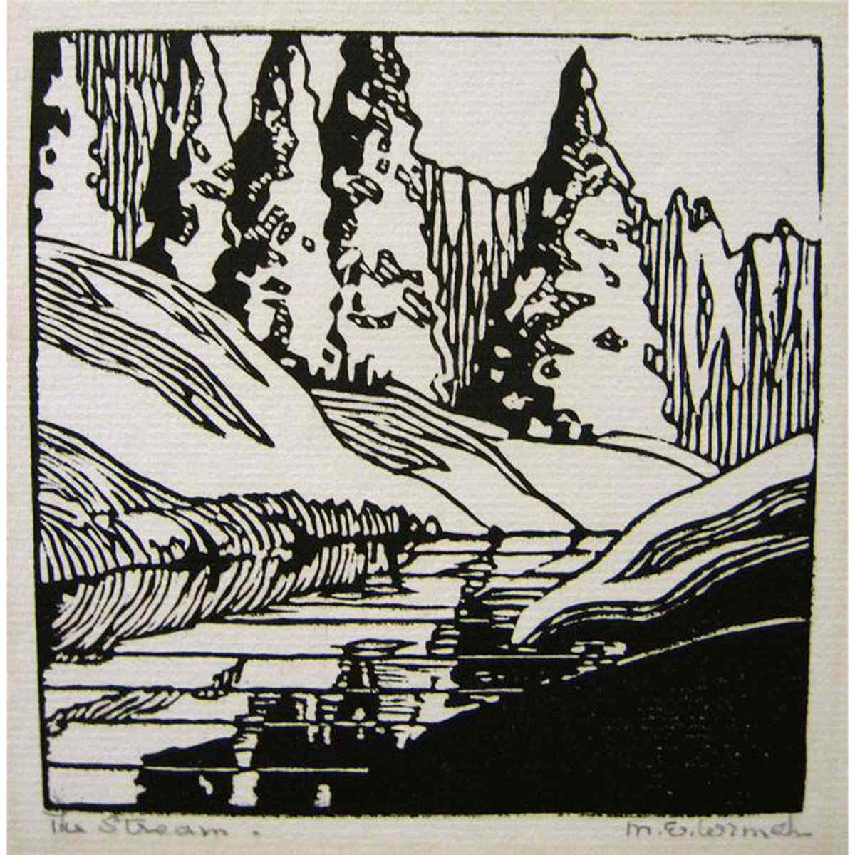 Appraisal: MARY EVELYN WRINCH CANADIAN - THE STREAM BLOCK PRINT TITLED