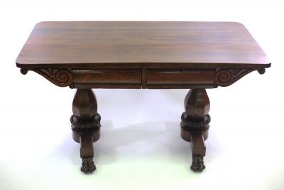 Appraisal: An early Victorian rosewood centre table fitted two drawers opposed