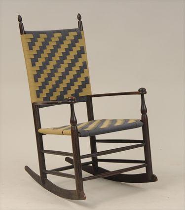 Appraisal: Shaker Rocking Chair with Woven Tape Seat and Back x