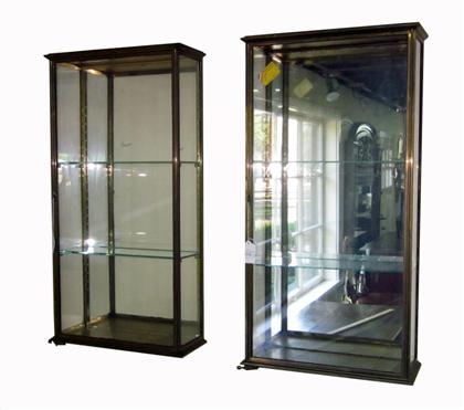 Appraisal: Pair of French brass and glass display cabinets early th