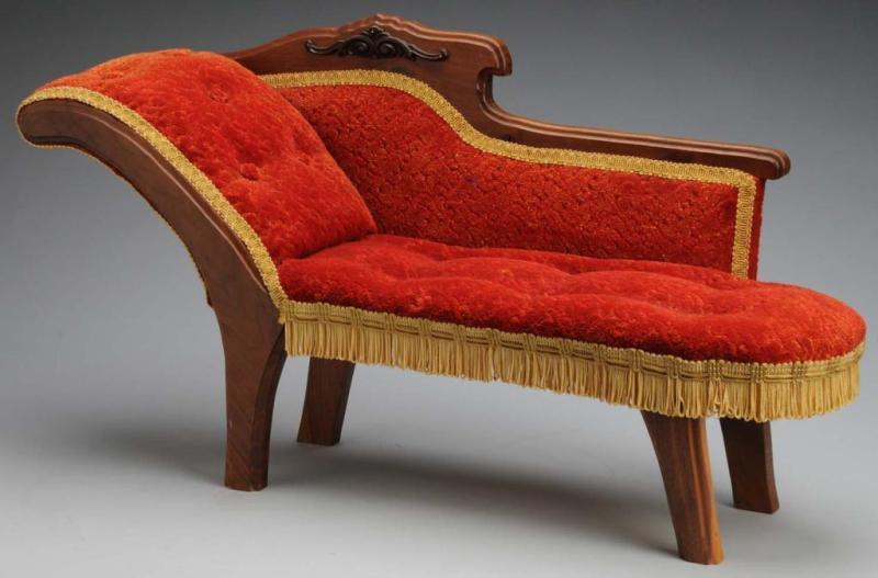 Appraisal: Doll Reclining Fainting Chair Description New plywood and reupholstered Condition