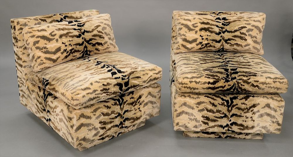 Appraisal: Milo Baughman style custom made slipper chairs Milo Baughman style